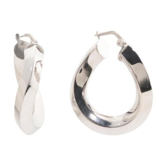 MILOR SILVER Made In Italy Sterling Silver Wavy Hoop Earrings